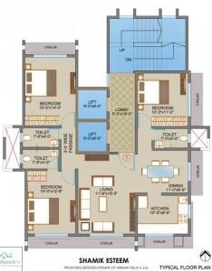 Floor plan of 3 BHK 1573 Sq. Ft. Apartment in Shamik Esteem, Mumbai