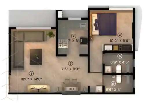 1 BHK 476 Sq. Ft. Apartment in Shams Devraj Residency