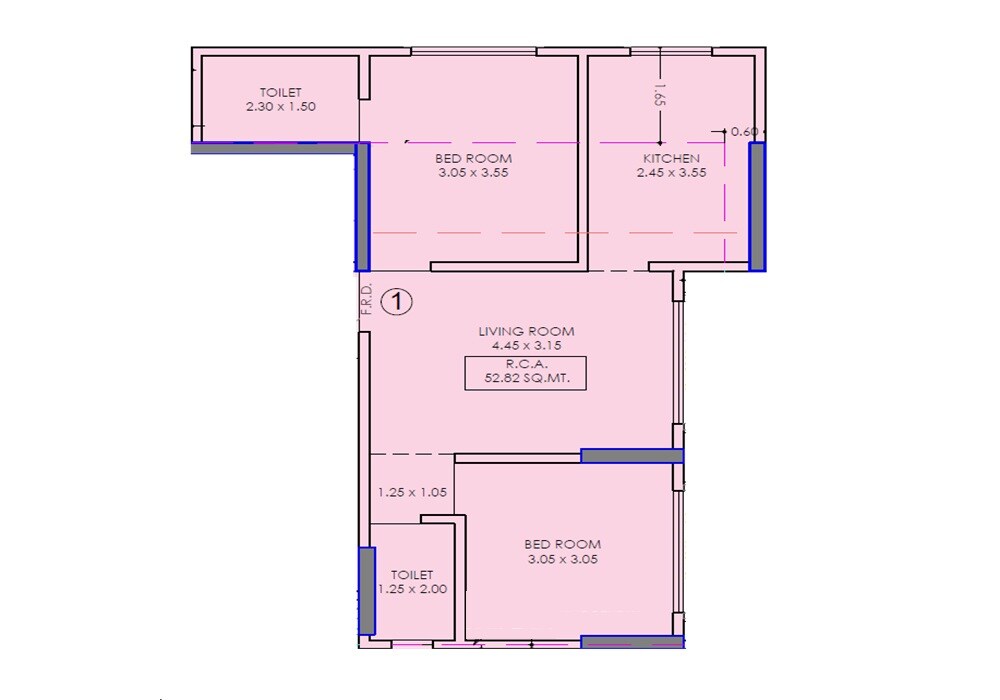 Floor plan of 2 BHK Apartment - 569 sq. ft. in Shangri La CHS, Mumbai