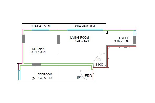 Floor plan of 279 Sq. Ft. Studio in Shankh Govind Solitaire, Mumbai