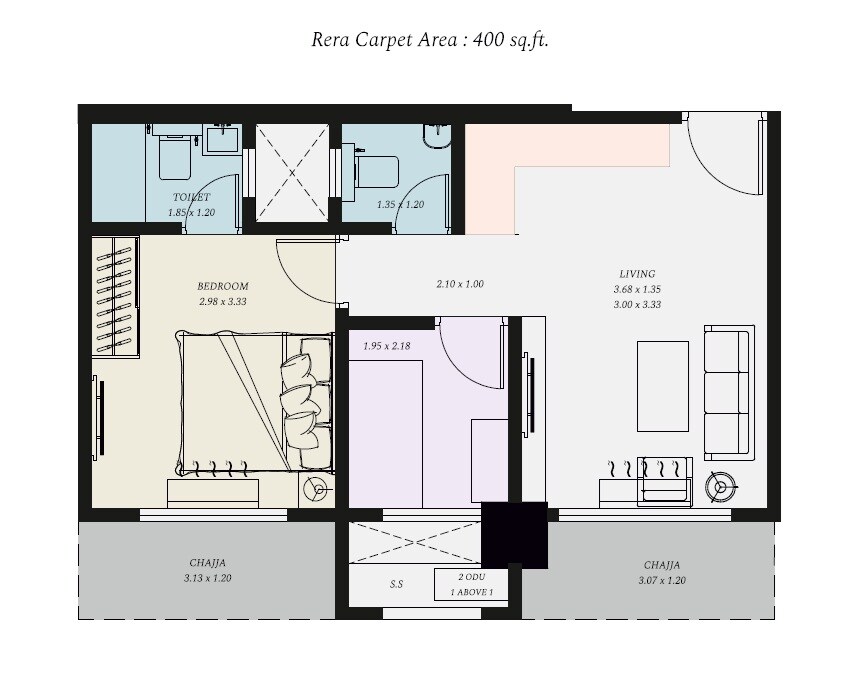 1 BHK 400 Sq. Ft. Apartment