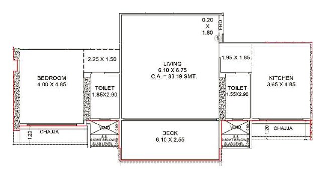 1 BHK 464 Sq. Ft. Apartment