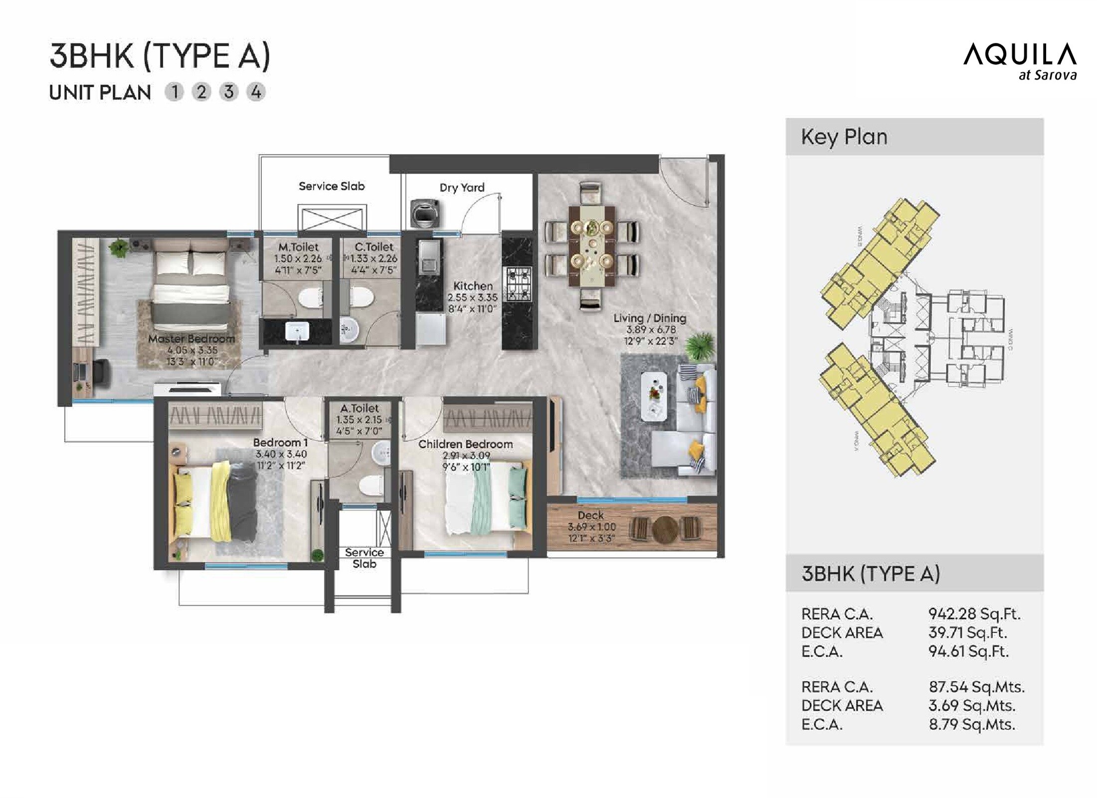 3 BHK 1077 Sq. Ft. Apartment