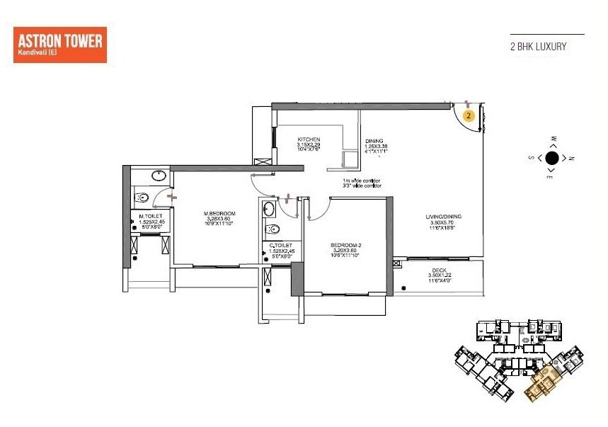 2 BHK 815 Sq. Ft. Apartment