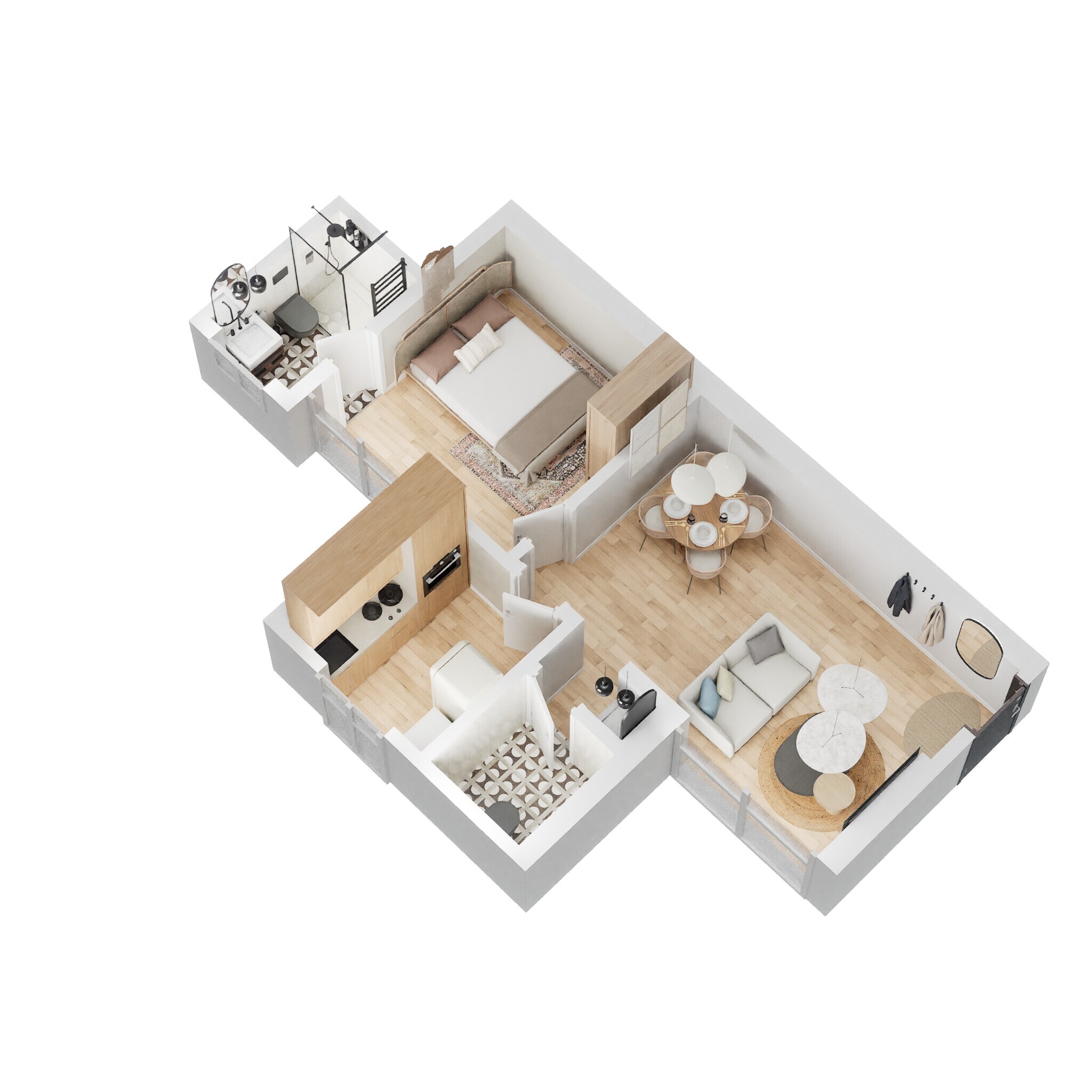 Floor plan of 1 BHK 402 Sq. Ft. Apartment in Shapoorji Pallonji Mumbai Dreams, Mumbai