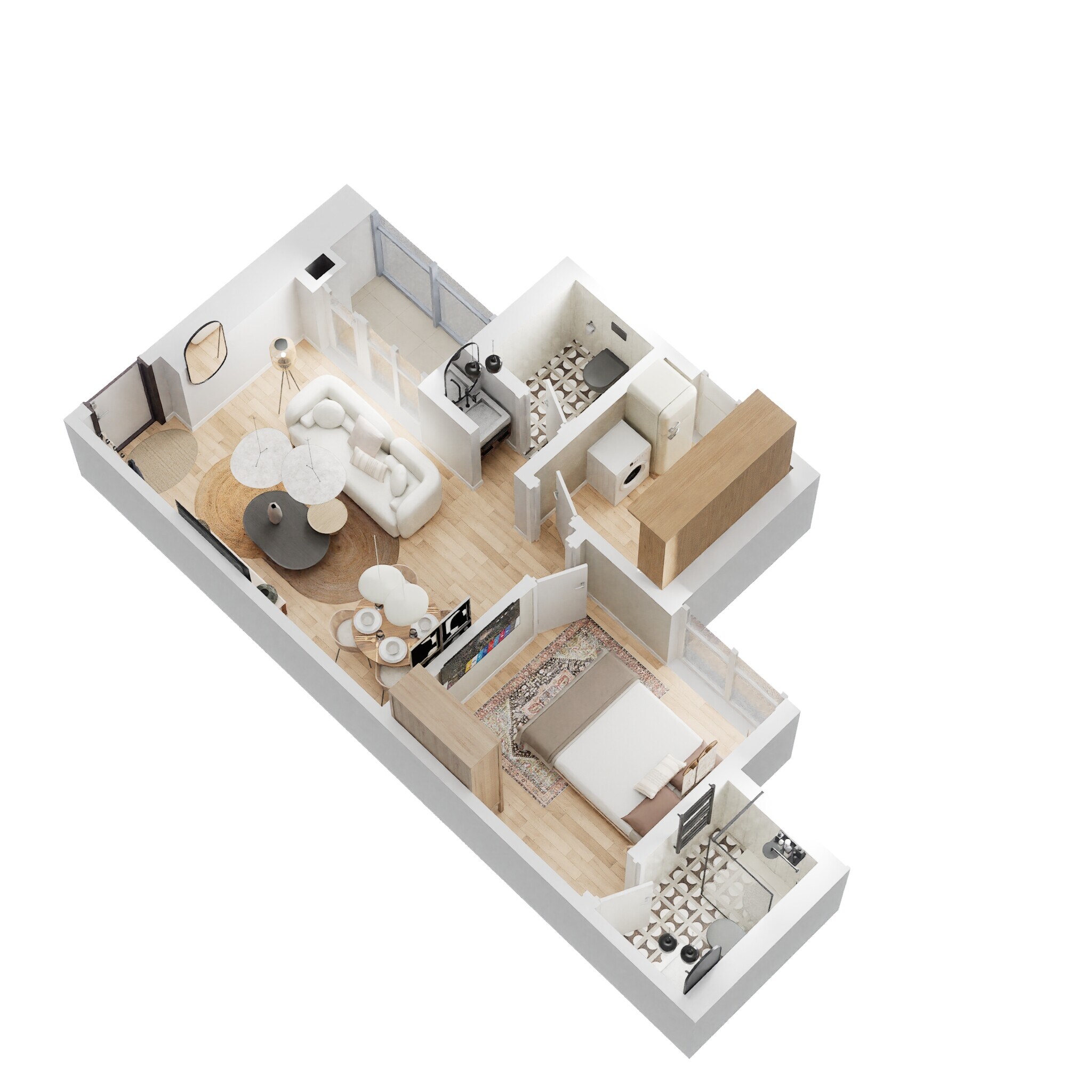 Floor plan of 1 BHK 413 Sq. Ft. Apartment in Shapoorji Pallonji Mumbai Dreams, Mumbai