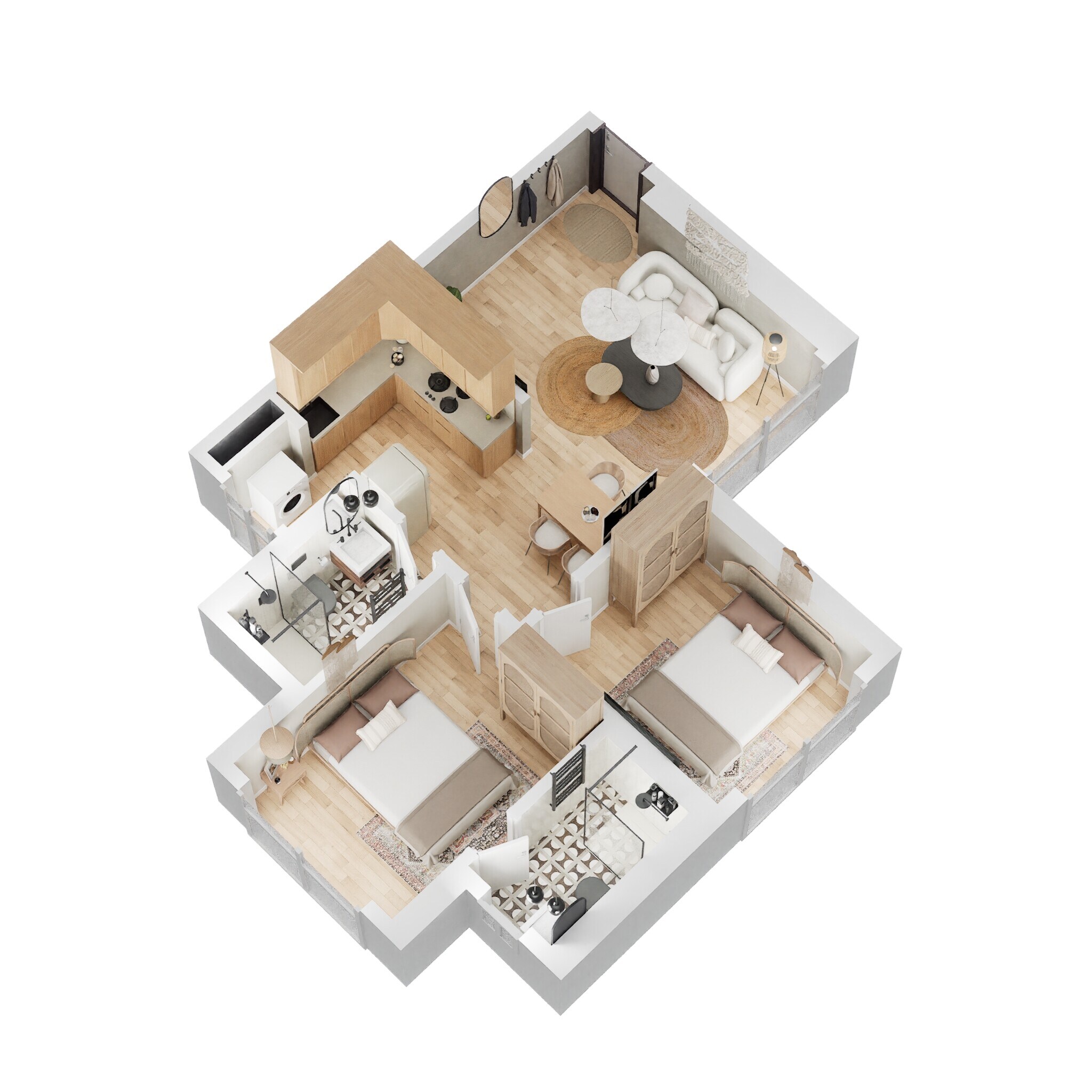Floor plan of 2 BHK 566 Sq. Ft. Apartment in Shapoorji Pallonji Mumbai Dreams, Mumbai