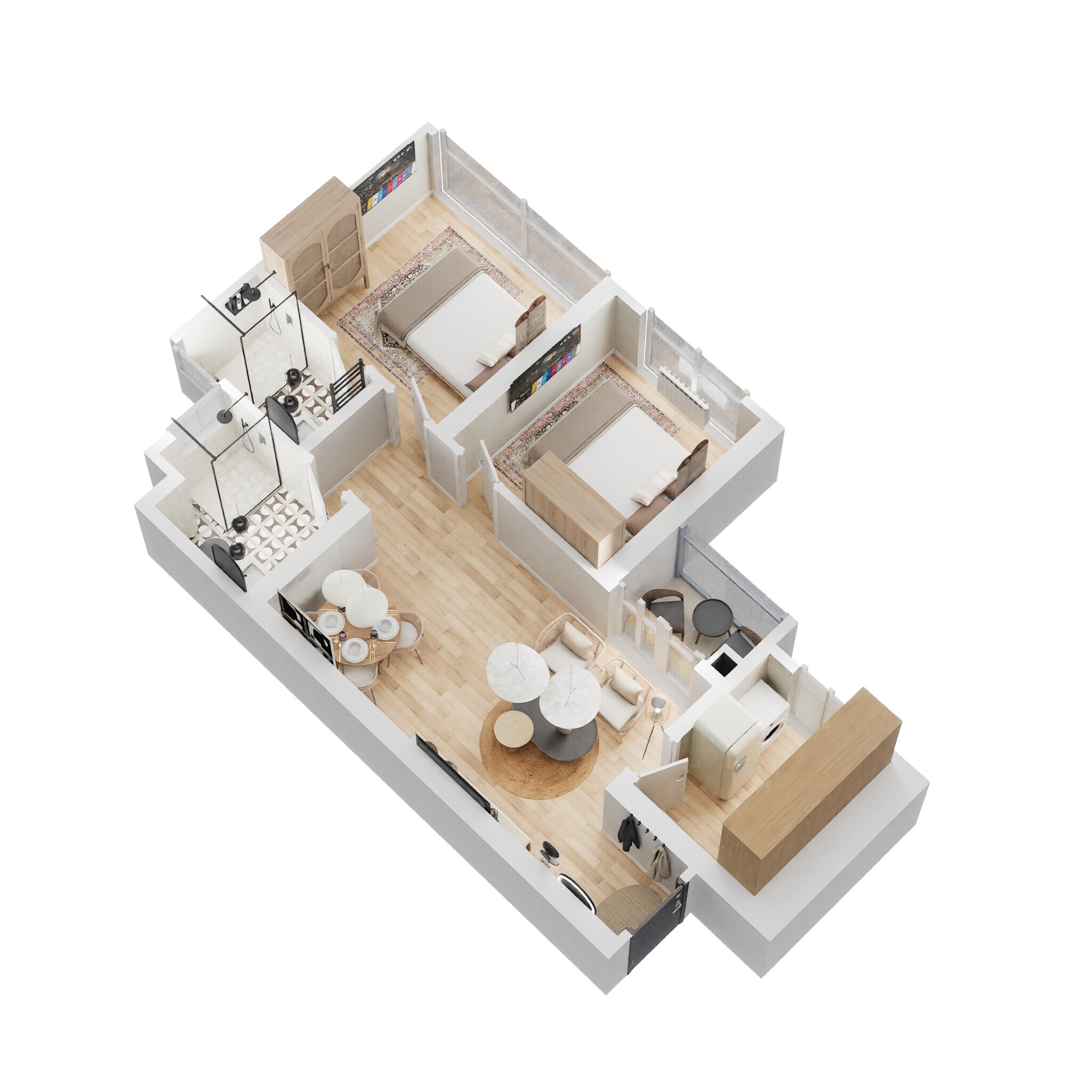 Floor plan of 2 BHK 578 Sq. Ft. Apartment in Shapoorji Pallonji Mumbai Dreams, Mumbai