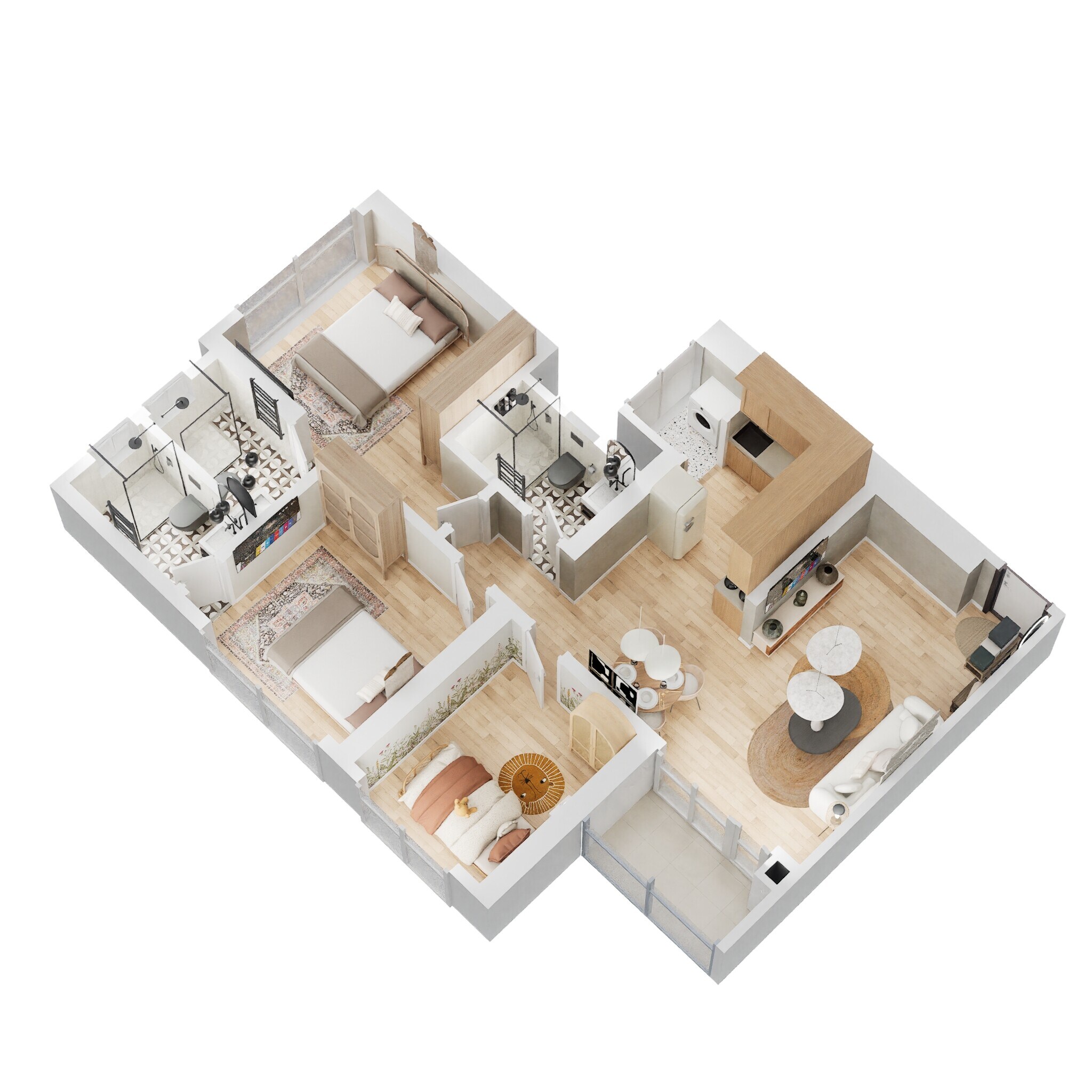 Floor plan of 3 BHK 786 Sq. Ft. Apartment in Shapoorji Pallonji Mumbai Dreams, Mumbai