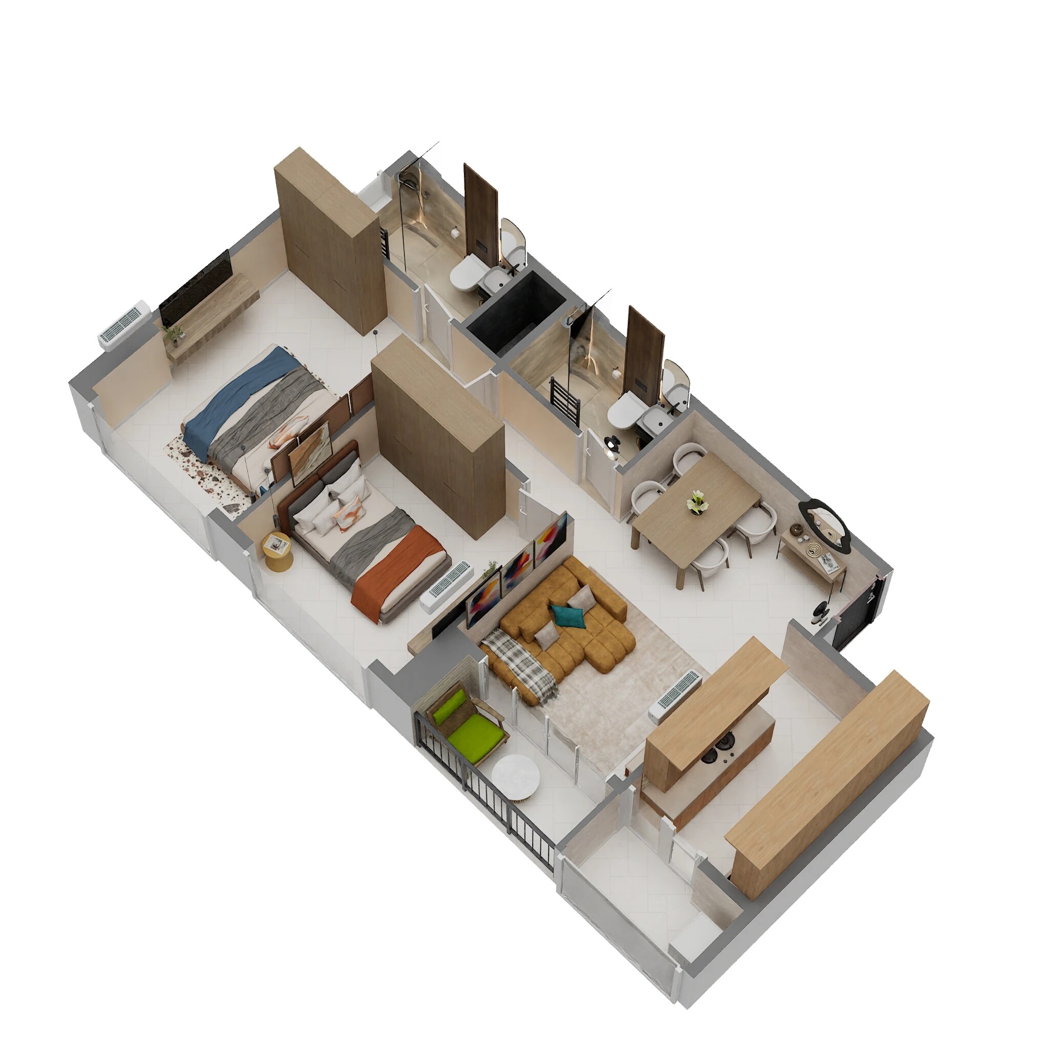 2 BHK 671 Sq. Ft. Apartment
