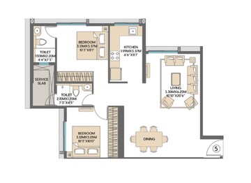  2 BHK Apartment at Shapoorji Pallonji Sarova, Kandivali East – for Rent