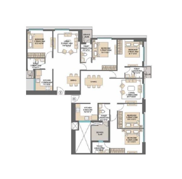 Other, shapoorji-pallonji-sarova 3 Bedroom 1076 Sq.Ft. Apartment In Kandivali East Mumbai 6719284