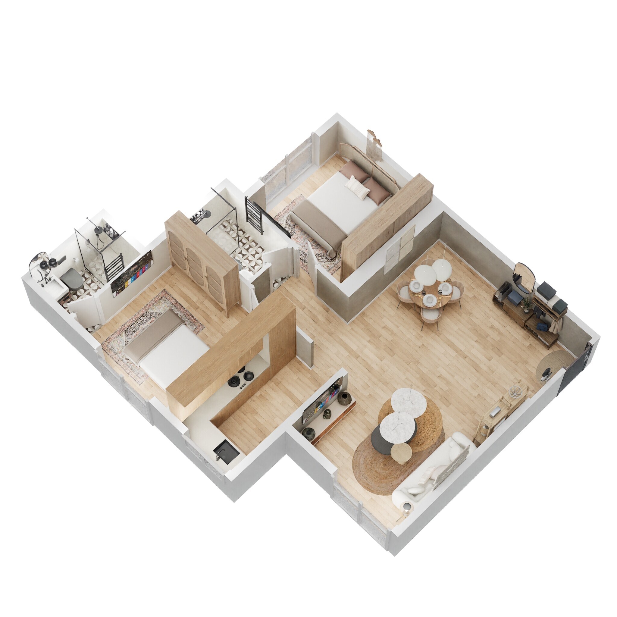 Floor plan of 2 BHK 600 Sq. Ft. Apartment in Shapoorji Pallonji Sarova Complex, Mumbai