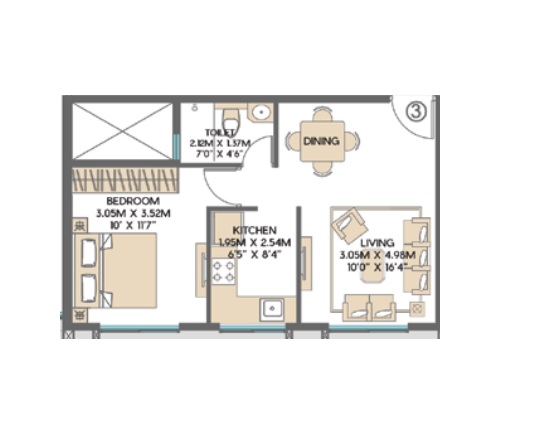 1 BHK 391 Sq. Ft. Apartment in Shapoorji Pallonji Siennaa