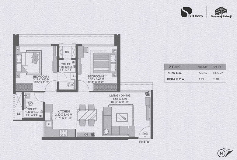  2 BHK Apartment at Shapoorji Pallonji The Canvas Residences, Sewri – for Sale