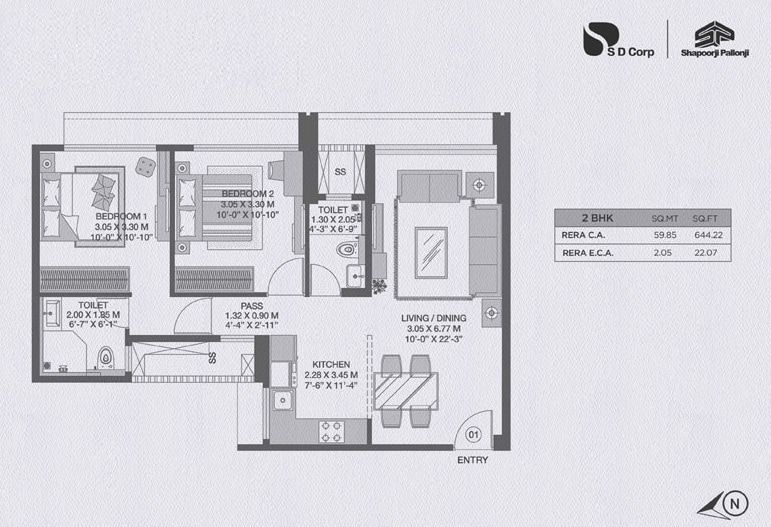  2 BHK Apartment at Shapoorji Pallonji The Canvas Residences, Sewri – for Sale