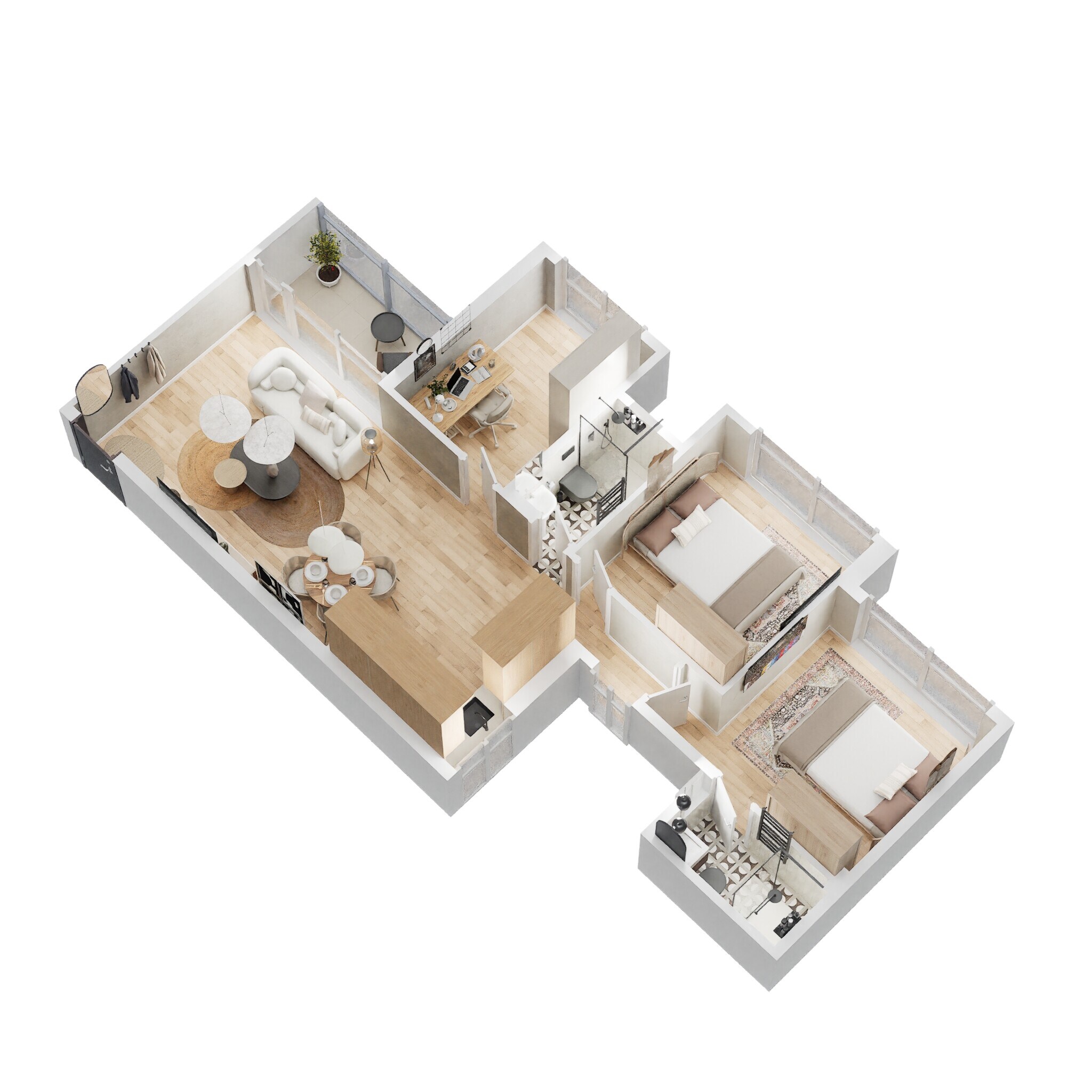 3 BHK 748 Sq. Ft. Apartment