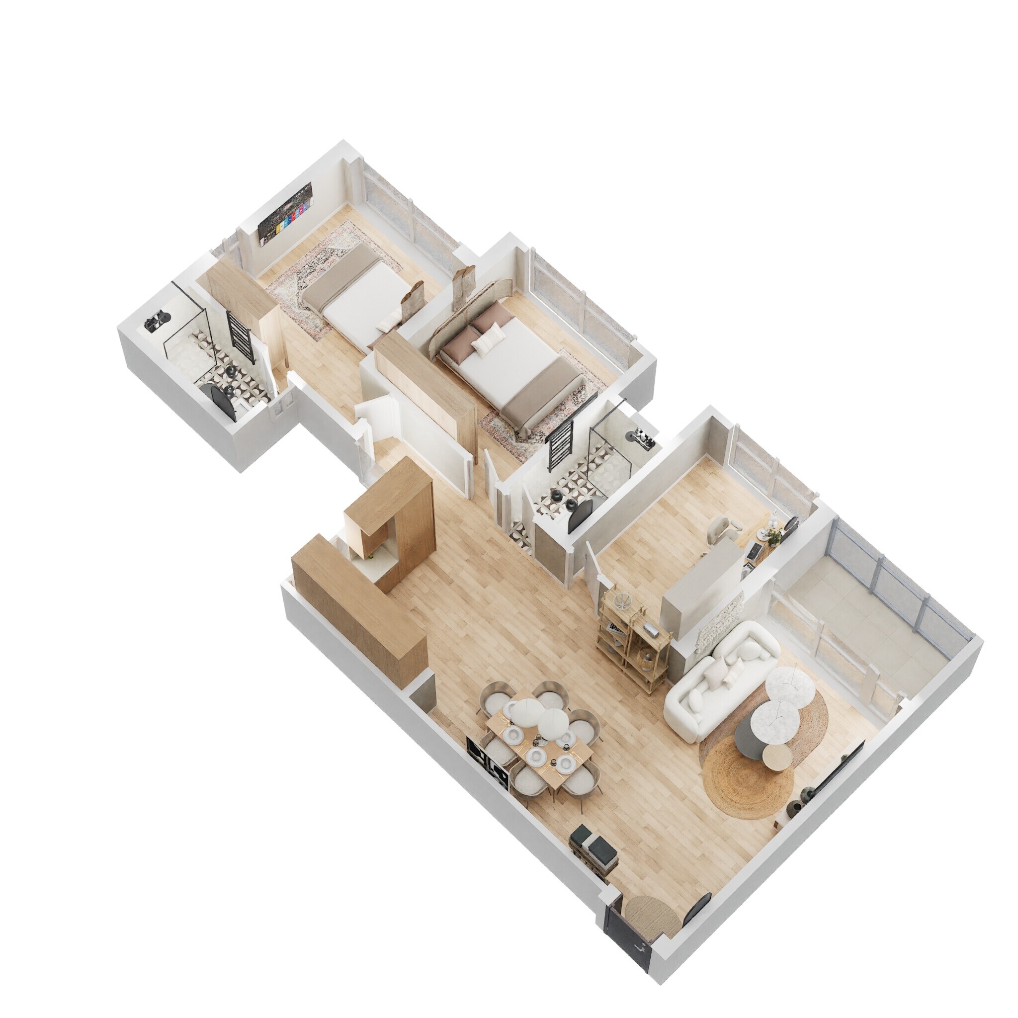 3 BHK 821 Sq. Ft. Apartment