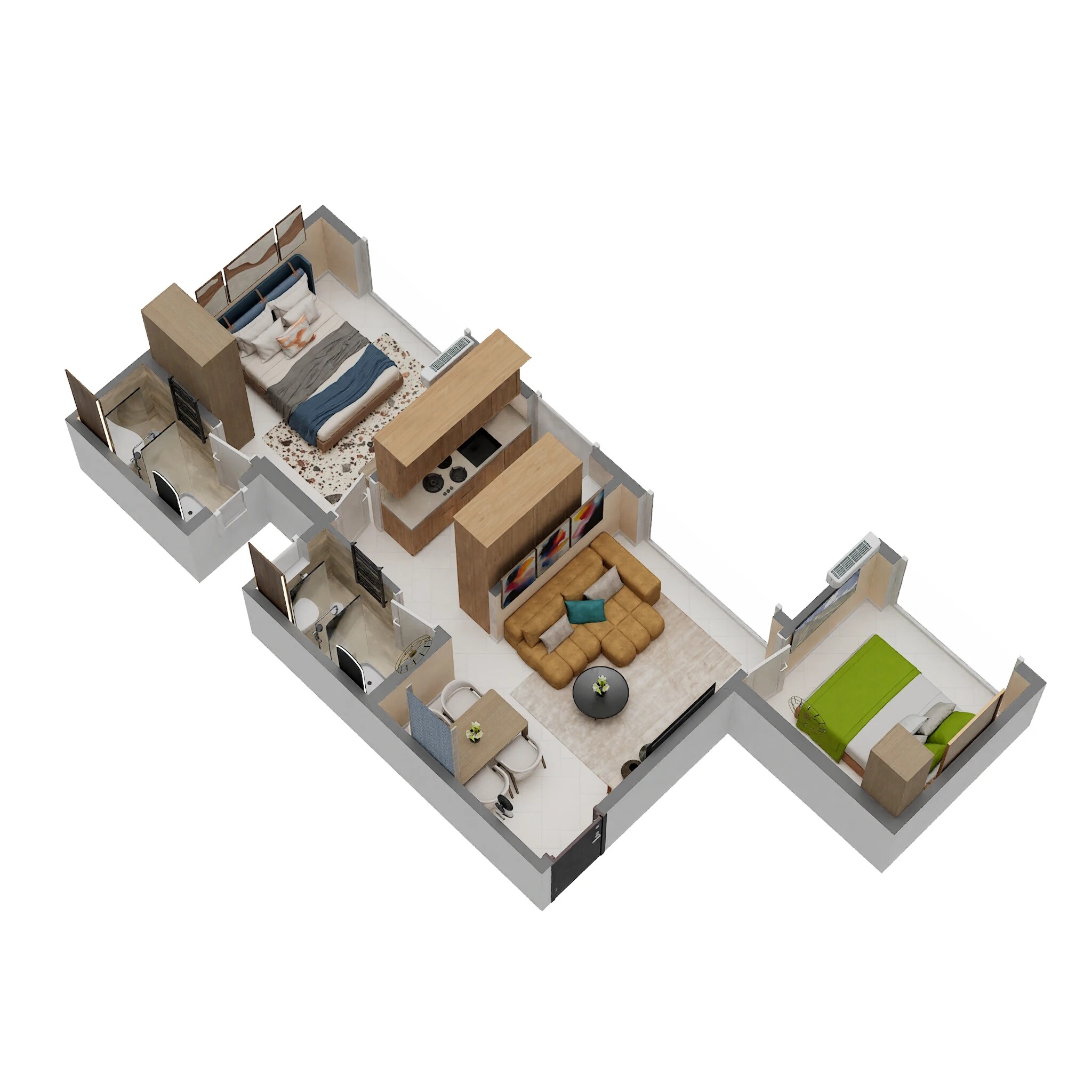 Floor plan of 2 BHK 468 Sq. Ft. Apartment in Sheetal Sagar Darshan and Vanashree, Mumbai