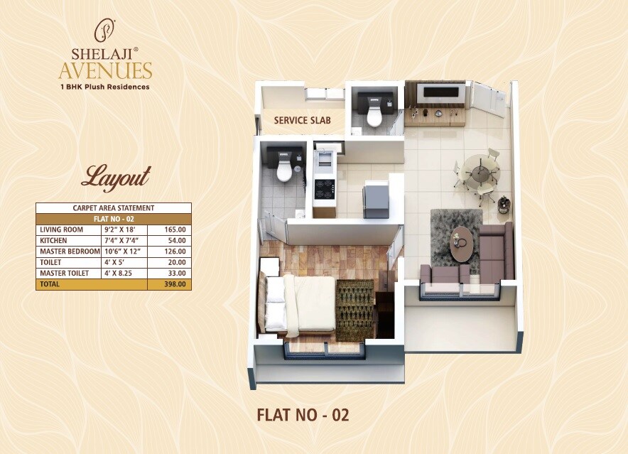 1 BHK 398 Sq. Ft. Apartment