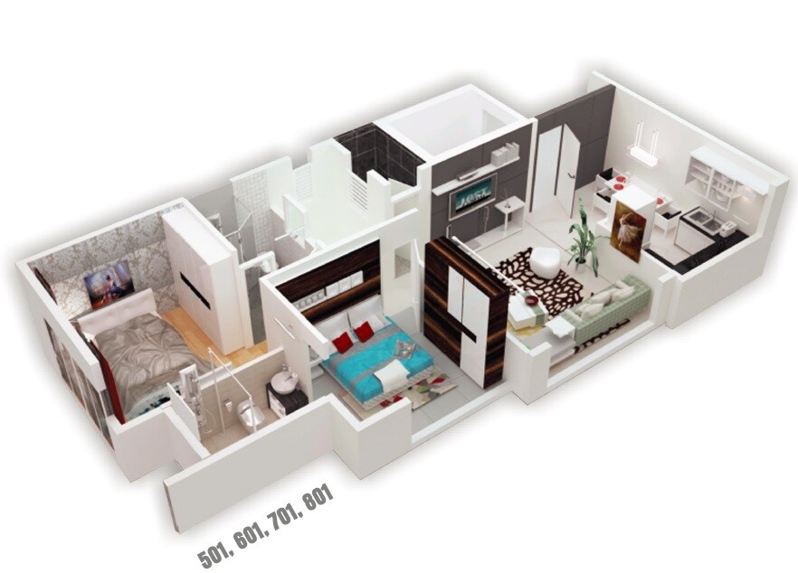 Floor plan of 2 BHK 595 Sq. Ft. Apartment in Shelaji Bhavna Kunj, Mumbai