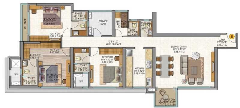 3 BHK 1027 Sq. Ft. Apartment