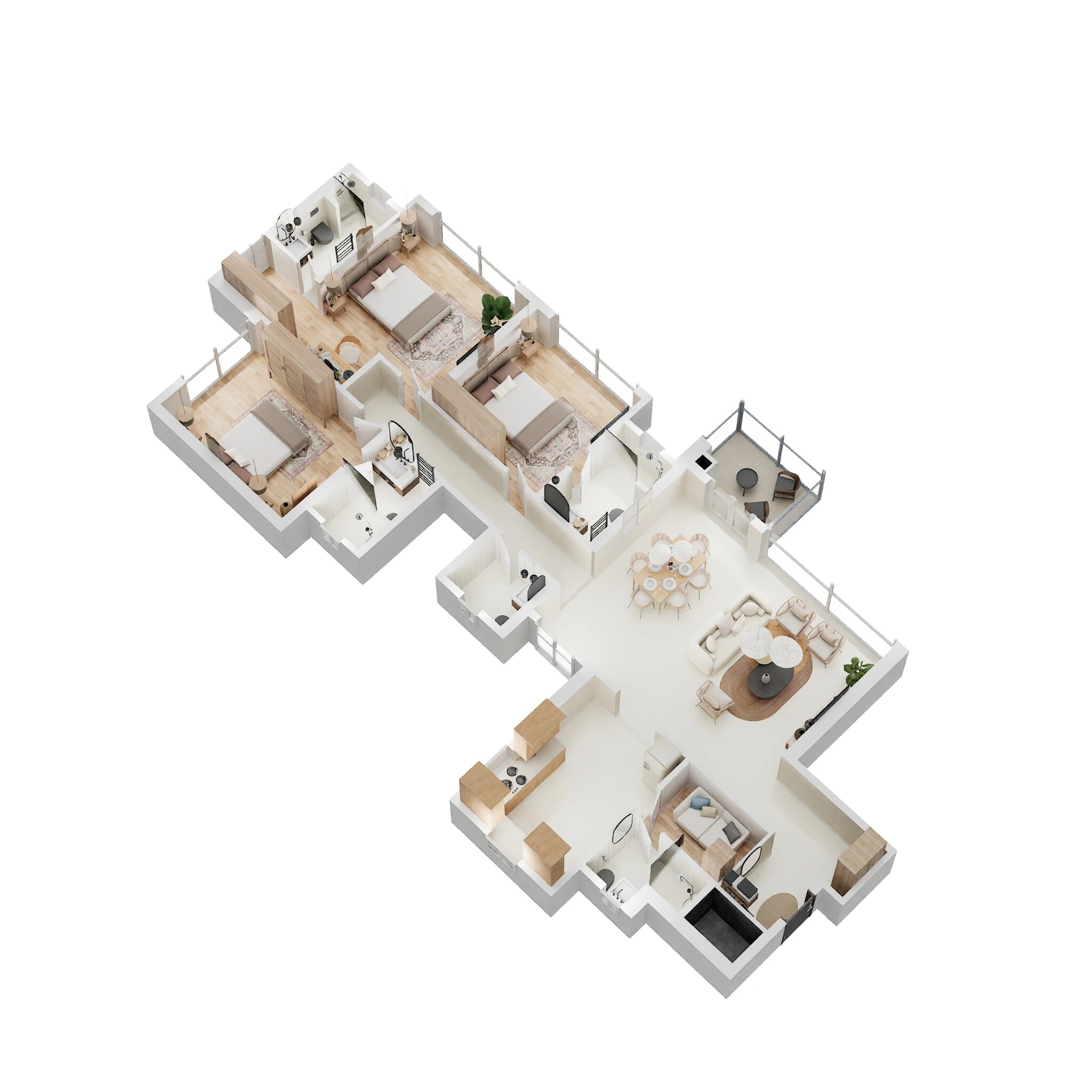 Floor plan of 3 BHK 1603 Sq. Ft. Apartment in Sheth Auris Serenity Tower 4, Mumbai