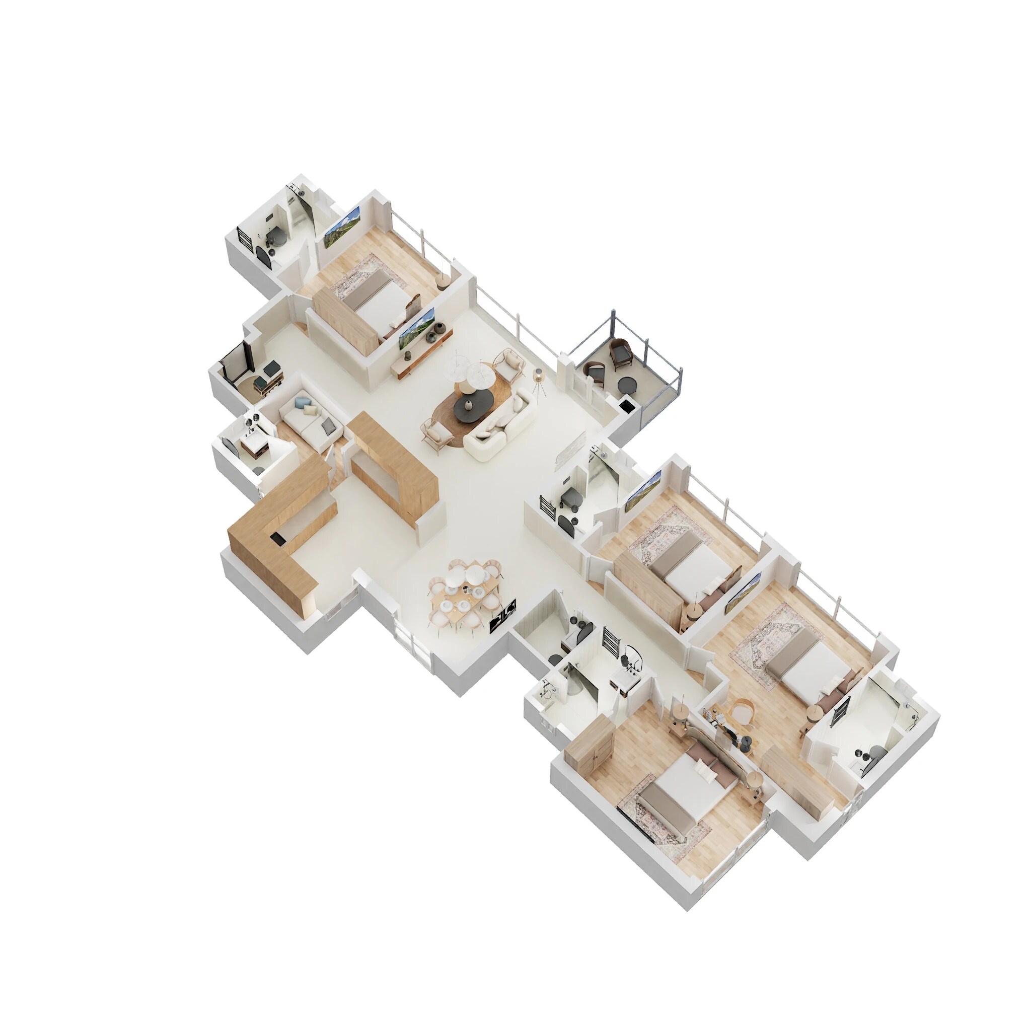Floor plan of 4 BHK 1850 Sq. Ft. Apartment in Sheth Auris Serenity Tower 4, Mumbai
