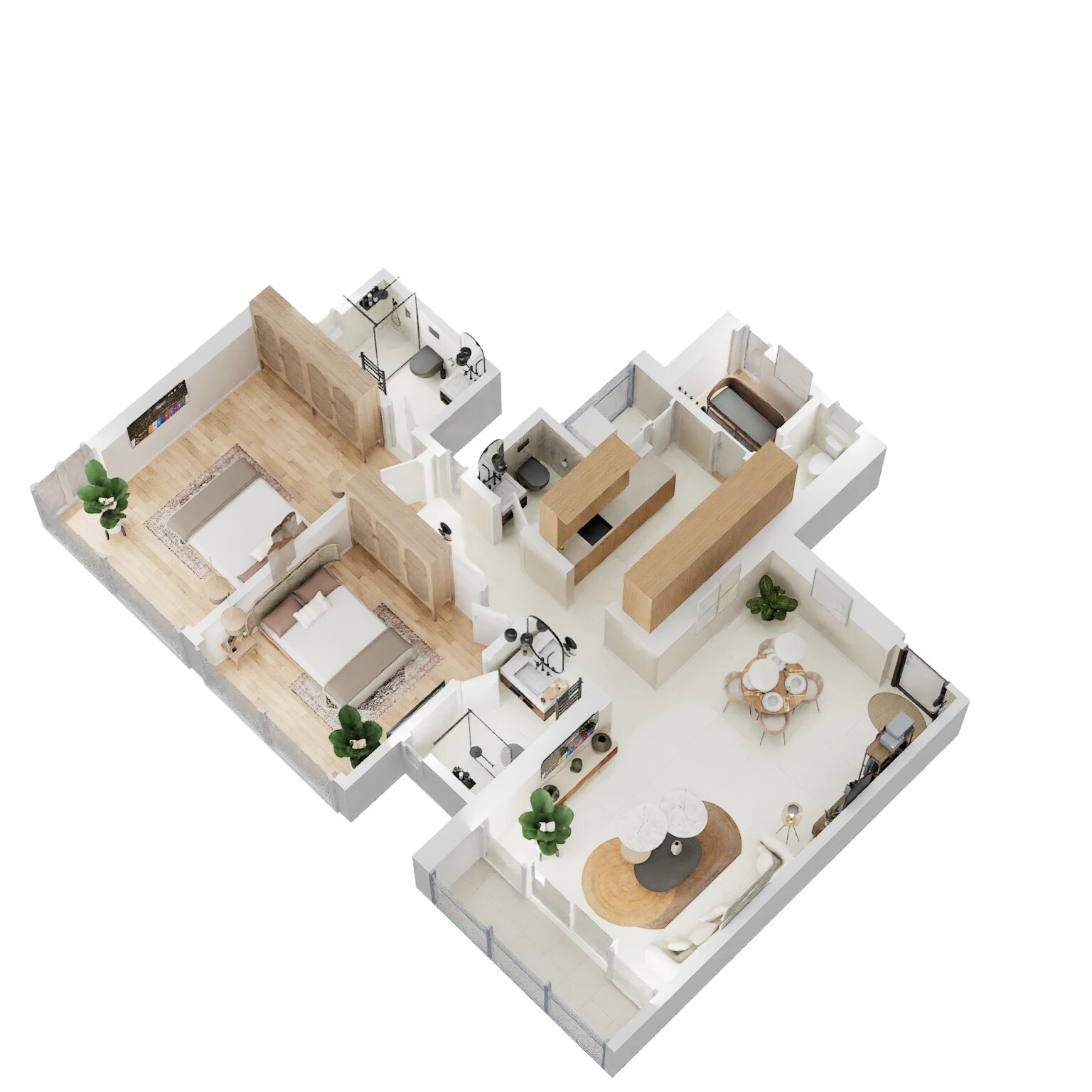 Floor plan of 2 BHK 880 Sq. Ft. Apartment in Sheth Beaumonte, Mumbai