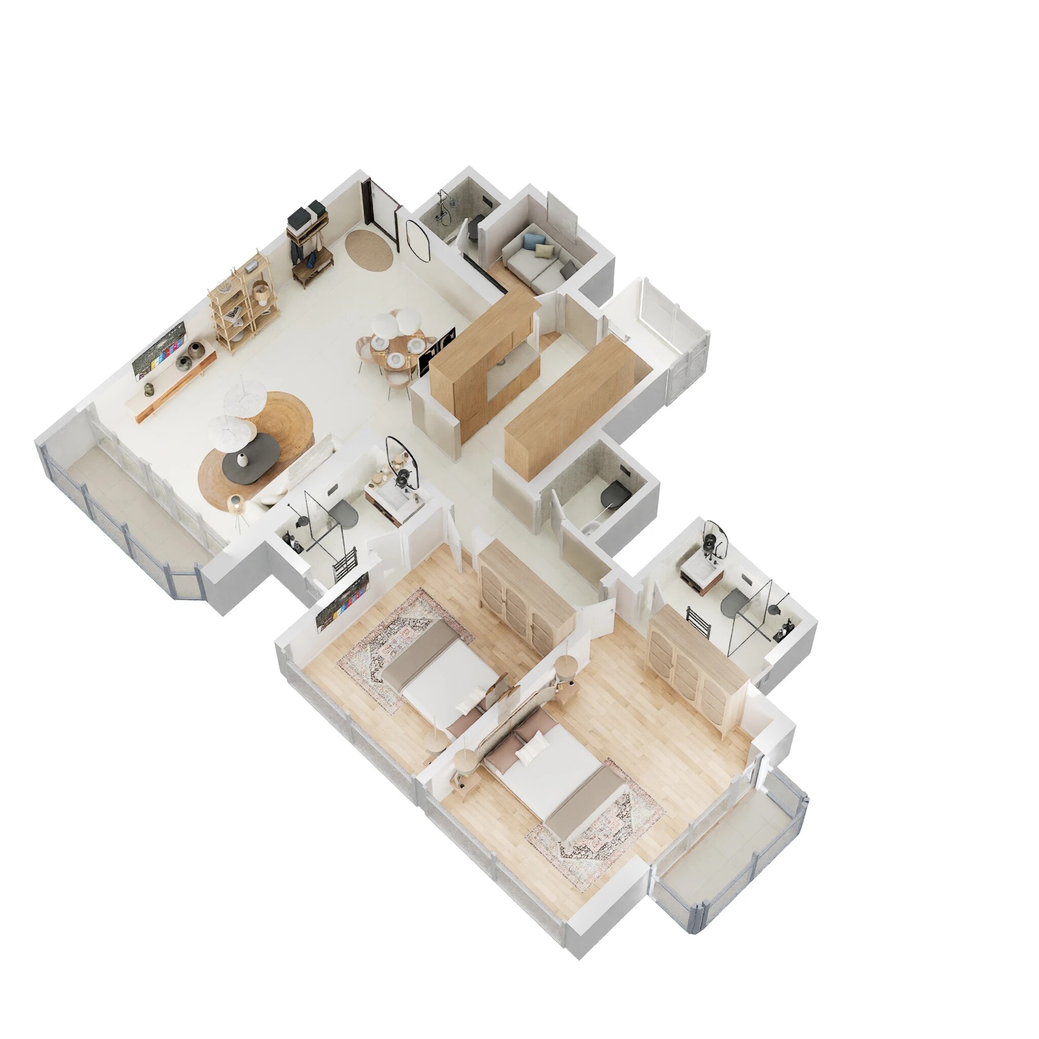 Floor plan of 2 BHK 988 Sq. Ft. Apartment in Sheth Beaumonte, Mumbai