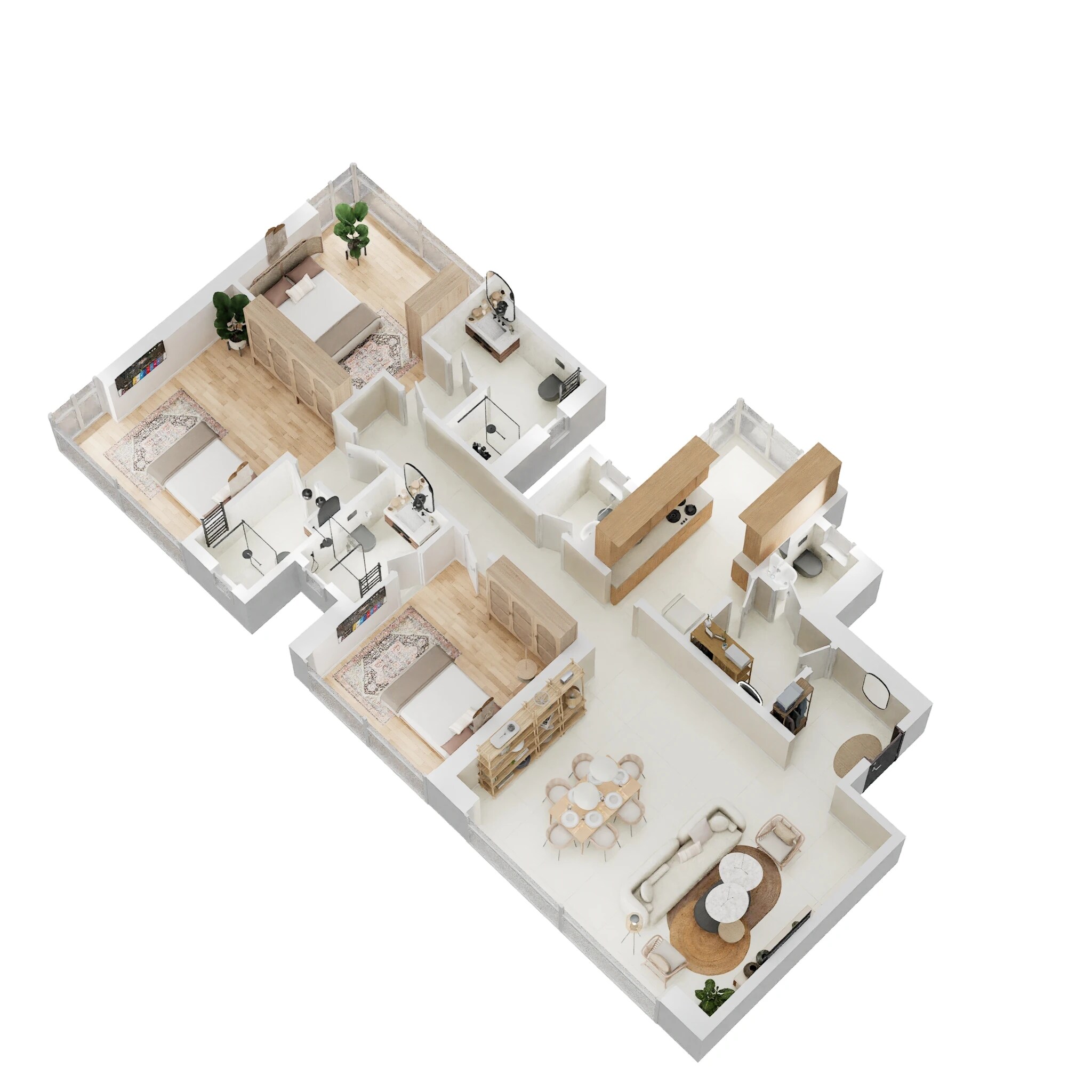 Floor plan of 3 BHK 1334 Sq. Ft. Apartment in Sheth Beaumonte, Mumbai