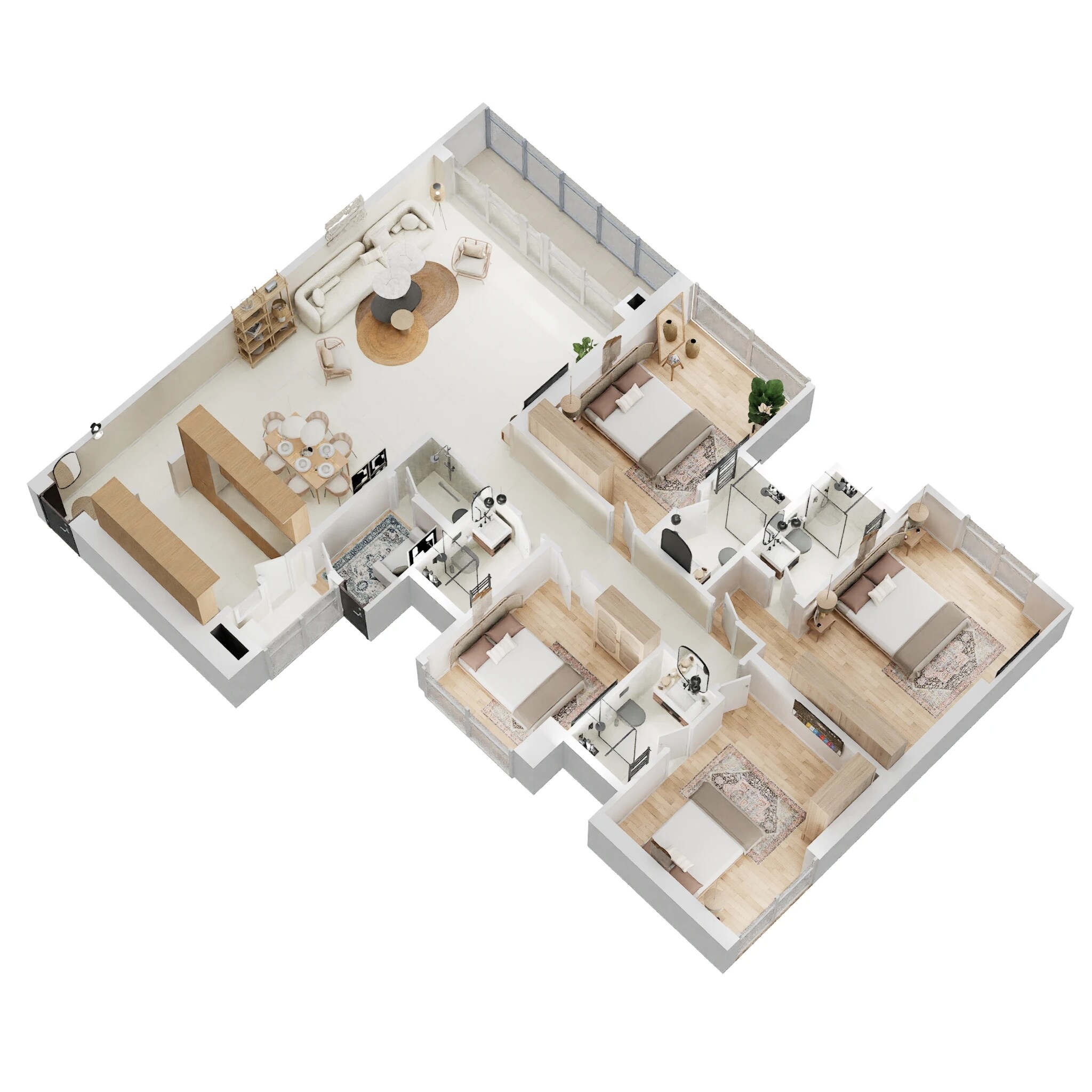 Floor plan of 4 BHK 1718 Sq. Ft. Apartment in Sheth Beaumonte, Mumbai
