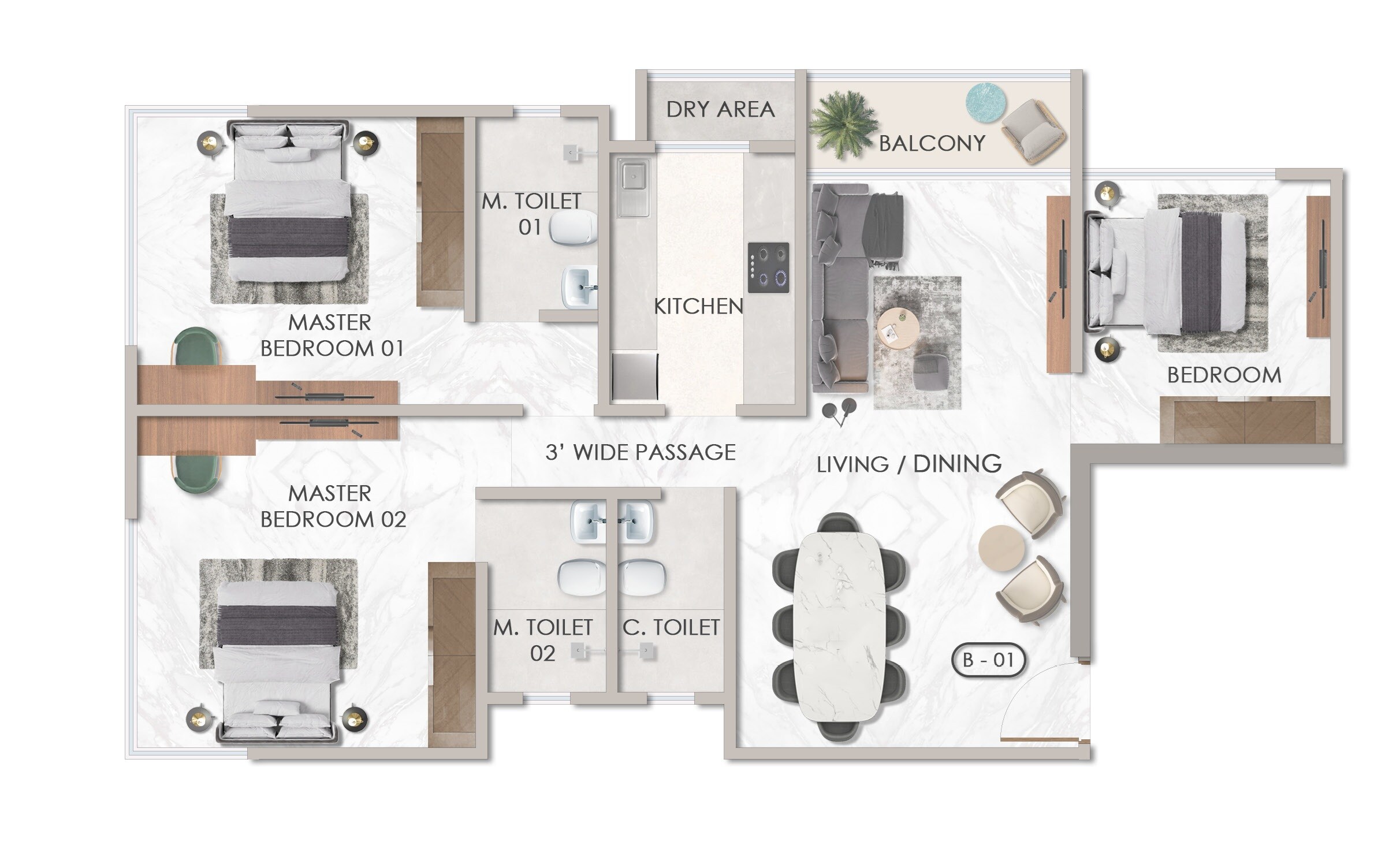 3 BHK 1139 Sq. Ft. Apartment
