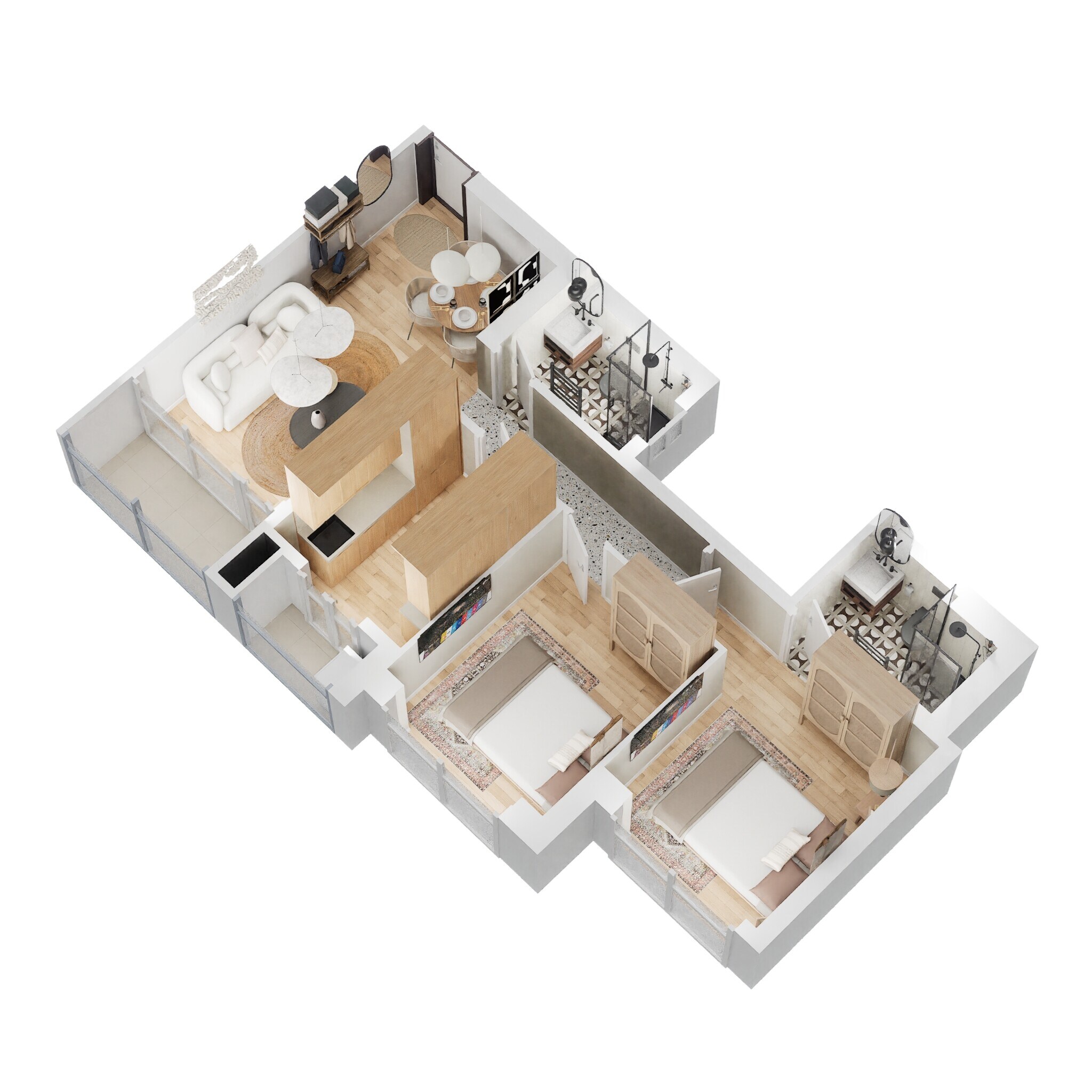 Floor plan of 2 BHK 761 Sq. Ft. Apartment in Sheth Edmont Aurelia, Mumbai