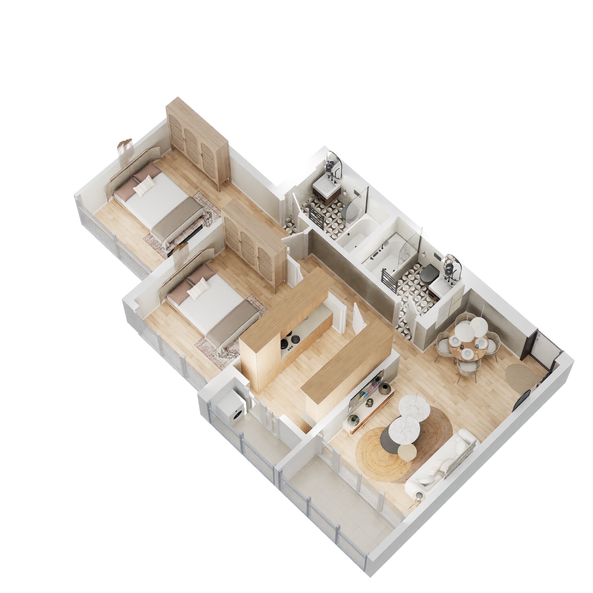 Floor plan of 2 BHK 776 Sq. Ft. Apartment in Sheth Edmont Aurelia, Mumbai