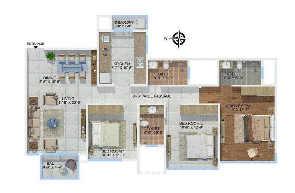 Other, sheth-montana 3 Bedroom 1110 Sq.Ft. Apartment In Mulund West Mumbai 9192854