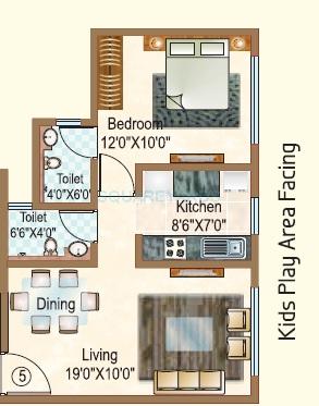 Floor plan of 1 BHK 472 Sq. Ft. Apartment in Sheth Vasant Oasis, Mumbai