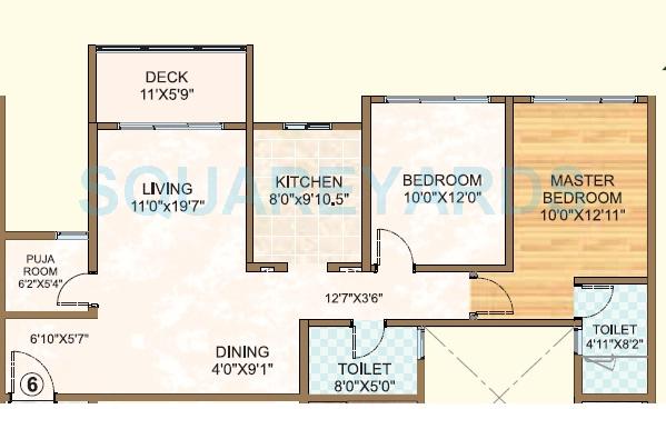 Floor plan of 2 BHK 675 Sq. Ft. Apartment in Sheth Vasant Oasis, Mumbai