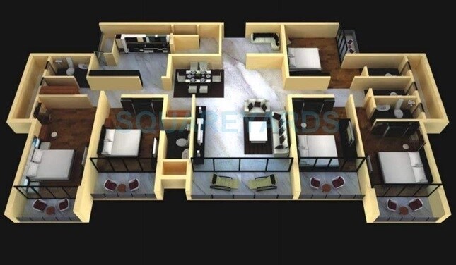 Floor plan of 5 BHK 2152 Sq. Ft. Apartment in Sheth Vasant Oasis, Mumbai