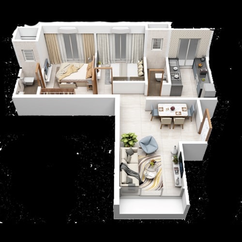 2 BHK 565 Sq. Ft. Apartment