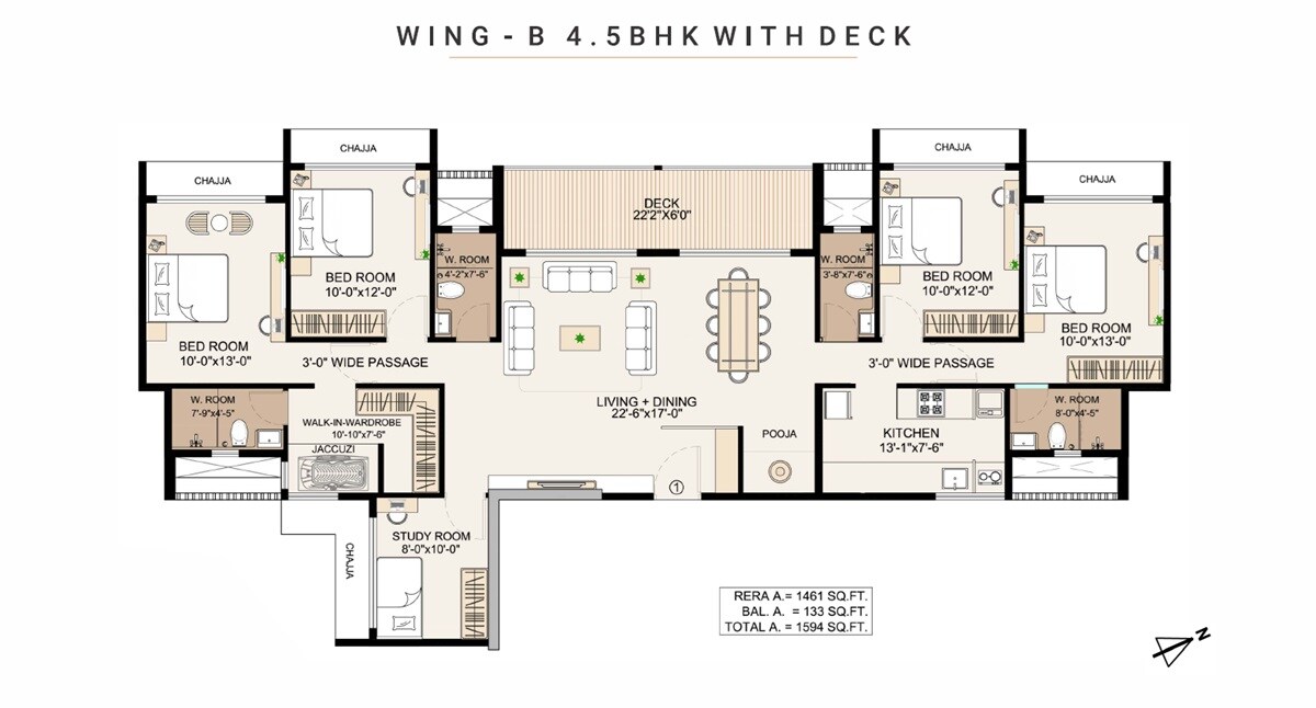 Floor plan of 4 BHK 1461 Sq. Ft. Apartment in Shirodkar Ganesh Dham, Mumbai