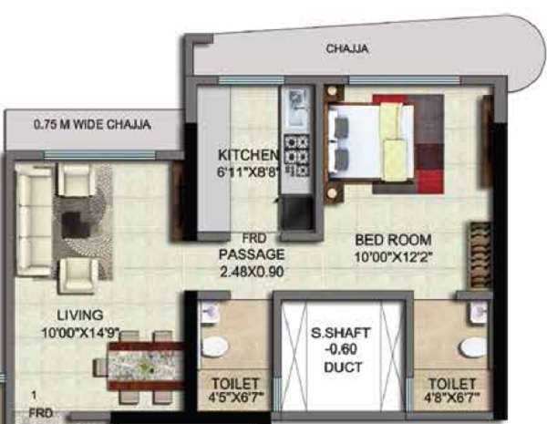 1 BHK 436 Sq. Ft. Apartment in Shiv Shakti Tower 28