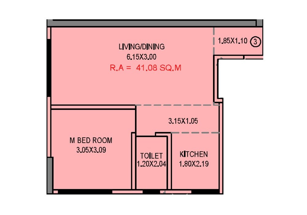 Floor plan of 1 BHK 442 Sq. Ft. Apartment in Shiva Shiv Aashray, Mumbai