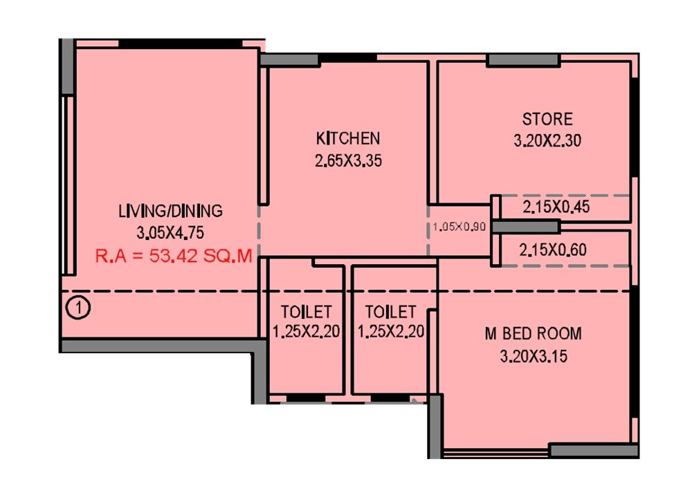 Floor plan of 1 BHK 575 Sq. Ft. Apartment in Shiva Shiv Aashray, Mumbai