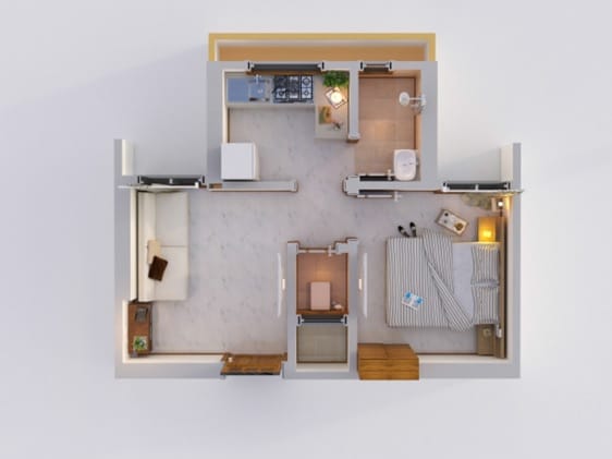 Floor plan of 1 BHK 291 Sq. Ft. Apartment in Shivalik Prabhat Darshan, Mumbai