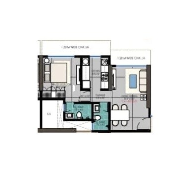 Floor plan of 1 BHK 430 Sq. Ft. Apartment in Shivani Rudram, Mumbai