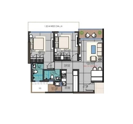 Floor plan of 2 BHK 719 Sq. Ft. Apartment in Shivani Rudram, Mumbai