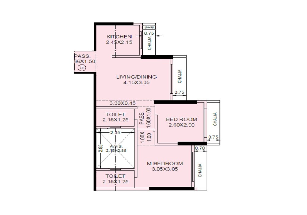 2 BHK 522 Sq. Ft. Apartment