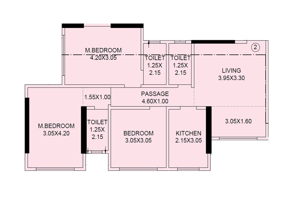3 BHK 793 Sq. Ft. Apartment