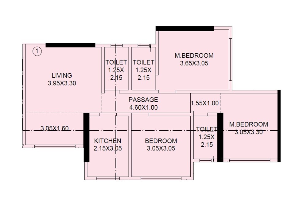 3 BHK 847 Sq. Ft. Apartment